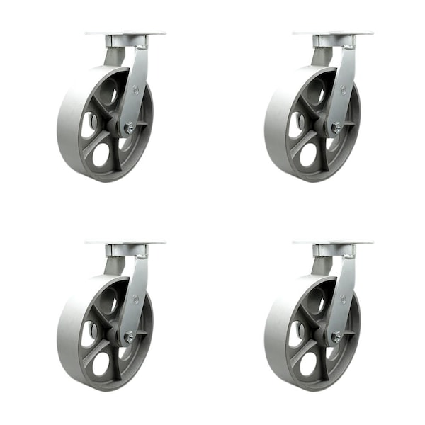 Service Caster 10'' Heavy Duty Semi Steel Cast Iron Swivel Caster Set with 2 Swivel Locks, 4PK CRAN-SCC-KP92S1030-SSR-BSL-2-S-2 - main